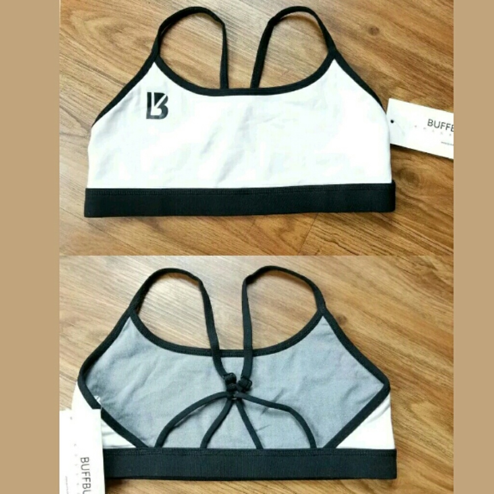 Buff bunny M strappy white sports bra